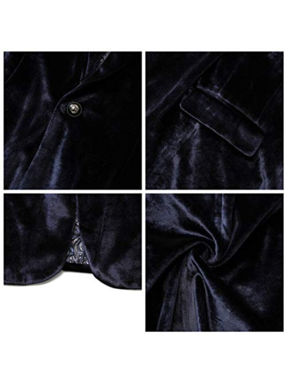 Velvet Blazer for Men Slim Fit One Button Tuxedo Sport Coat Prom Wedding Party - Picture 5 of 6